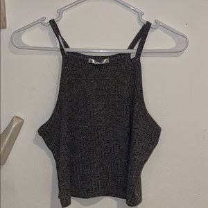 Grey - high cut - tank top - ribbed